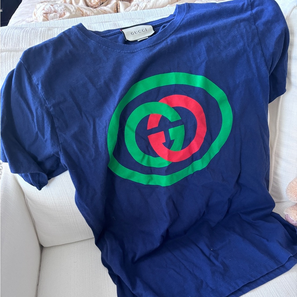 Authentic Gucci Mens tahirt navy blue small